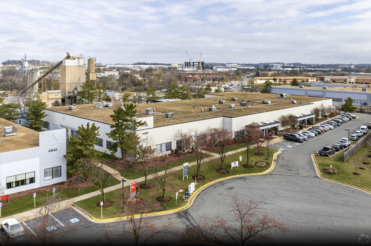 drone shot of an industrial business park